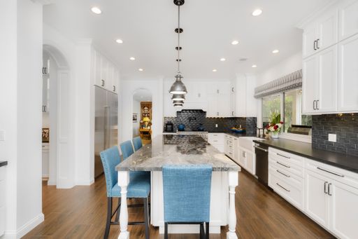 An interior shot of the kitchen of a Luxury Home in Calabasas California