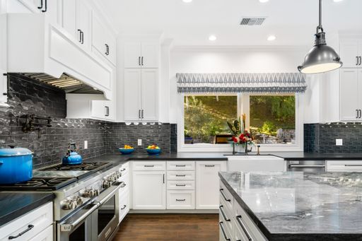 An interior shot of the kitchen of a Luxury Home in Calabasas California
