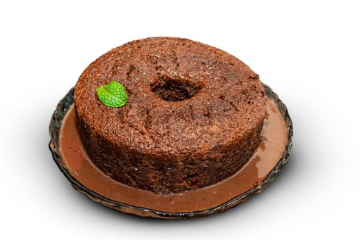 A chocolate cake isolated on a white background