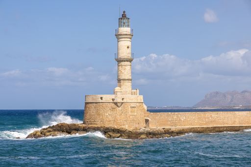 historical lighthouse of Chania on Crete in summer, Greece