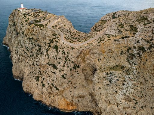 An aerial view of the Lighthouse of Cap de Formentor. Mallorca, Spain