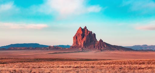 A beautiful view of the Ship Rock in the desert of New Mexico, United States