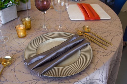 A couple of elements from a set up table with vintage ornaments