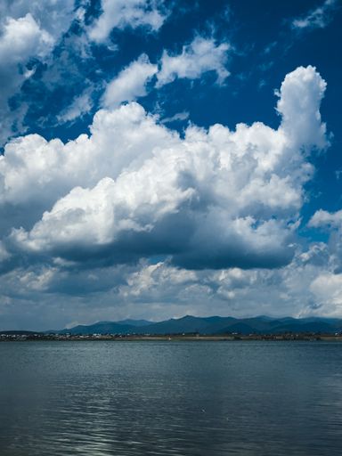 A vertical shot of Sevan lake in Armenia under clouds