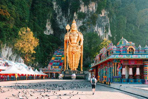 A breathtaking view of the entrance of Batu Cave in Kuala Lumpur, Malaysia.