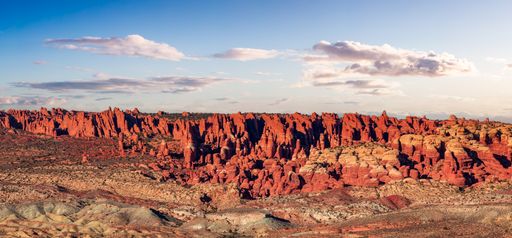 The beautiful rocky landscape of Utah, United States under the blue sky