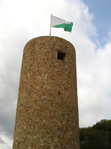 The low angle shot of Sant Joan castle near the coast near Lloret de Mar, Spain