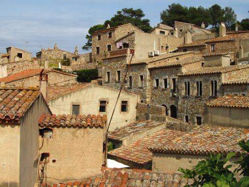 The traditional old buildings in the old town of Tossa de Mar in  Catalonia, Spain