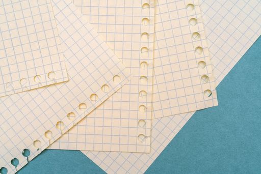 A closeup shot of blank notebook pages