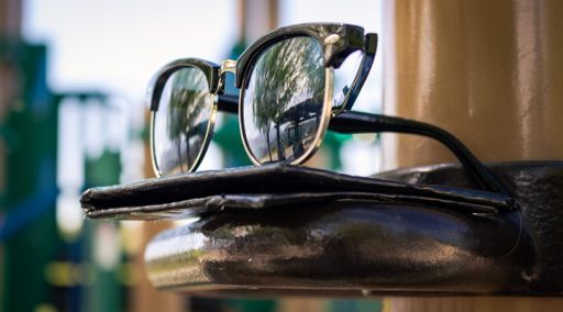 Spectacles placed on a rack in a playground