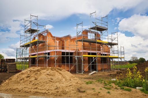 A closeup shot of a house under construction in Germany