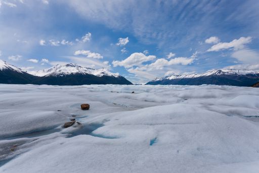 Stunning scenery of majestic mountains near Perito Moreno Glacier in Argentina