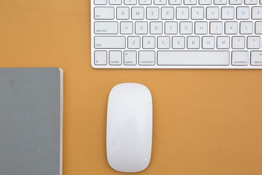 A shot of a white mouse and a keyboard