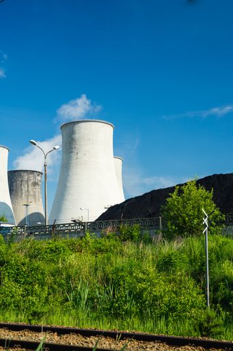 Laziska power plant in the city of Laziska Gorne seen from the back street