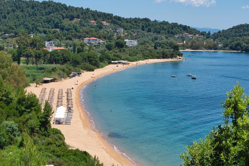 Skiathos Island, Greece, the beach of Agia Paraskevi (Platanias), from the beaches of Skiathos are ranked among the best in Greece