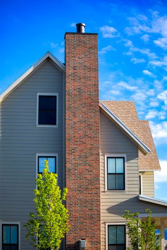 A vertical shot of a detached house