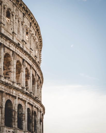 The iconic Roman Colosseum on a sunny day in Rome, Italy