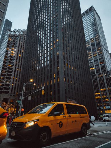 A vertical shot of the streets of New York City, USA