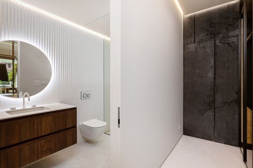 An interior shot of a bathroom of a modern house in Los Angeles