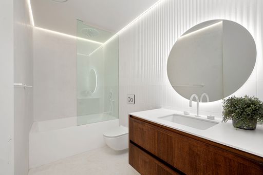 An interior shot of a bathroom of a modern house in Los Angeles