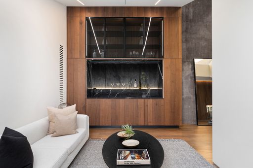 An interior shot of a living room of a modern house in Los Angeles