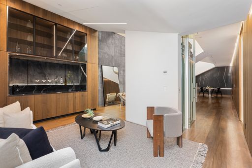 An interior shot of a living room of a modern house in Los Angeles