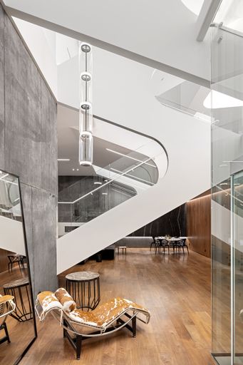 An interior shot of a living room of a modern house in Los Angeles