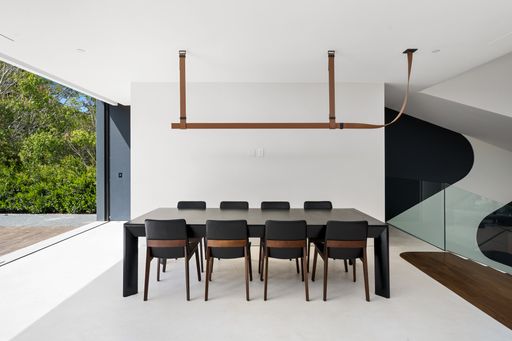 An interior shot of the kitchen of a modern house in Los Angeles