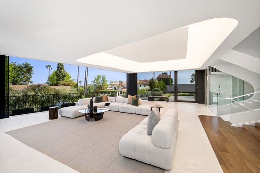 An interior shot of a living room of a modern house in Los Angeles