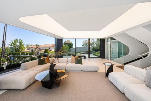 An interior shot of a living room of a modern house in Los Angeles