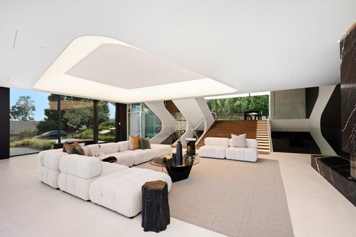 An interior shot of a living room of a modern house in Los Angeles