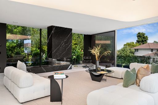 An interior shot of a living room of a modern house in Los Angeles