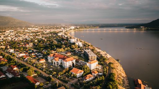 City of Pakse in Laos aerial drone photograph