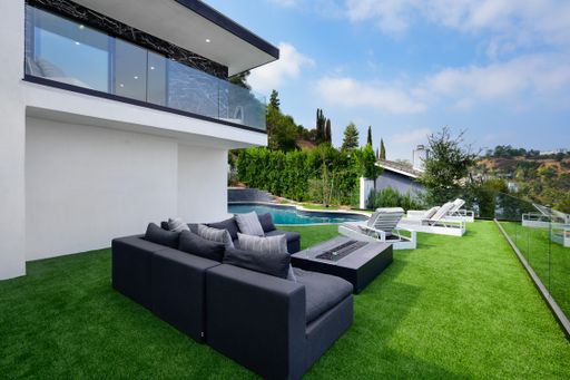 An exterior shot of a luxury home