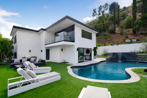 An exterior shot of a luxury home