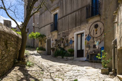The medieval town buildings in Erice, Sicily