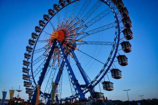 Munich Oktoberfest giant wheel with blue sky