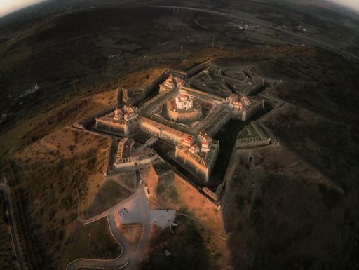 Aerial view in Fortress of Elvas. Portugal. UNESCO World Heritage Site
