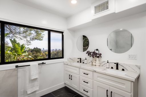A modern Hollywood Hills home interior in Los Angeles, California, with a remodel of an older house