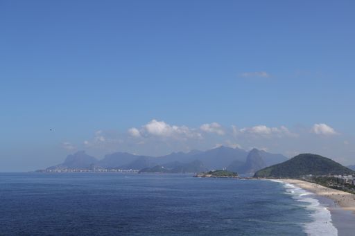 Rio de Janeiro seen from a viewpoint in Camboinhas beach with the Sugarloaf on the right side and Pedra da Gavea on the left