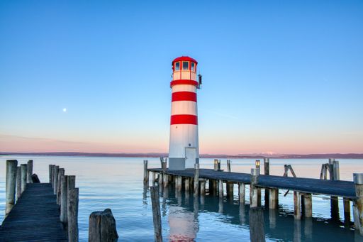 The view of Podersdorf Lighthouse at dawn. Neusiedl am See, Austria