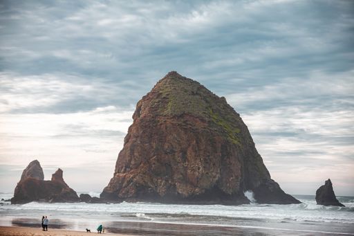 Beautiful beach landscape with cloudy sky and ocean view