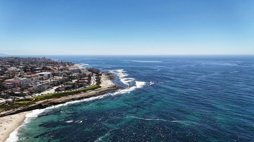A scenic aerial view of the San Diego coastline.