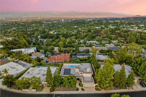 The Los Angeles suburbs framed by scenic mountains in Encino, California