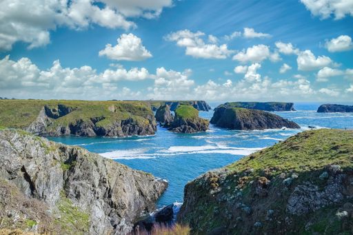Belle-Ile in Brittany, seascape with rocks and cliffs on the Cote Sauvage