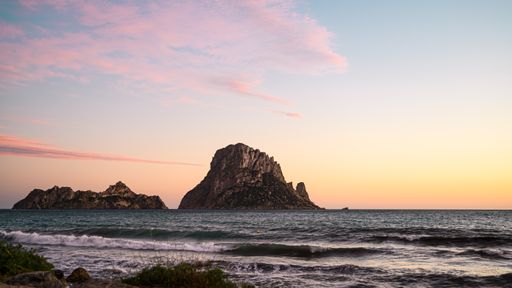 A beautiful sunrise over the Es Vedra island in Spain