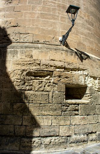 A vertical shot of the walls of the cathedral at Almeria in southern Spain