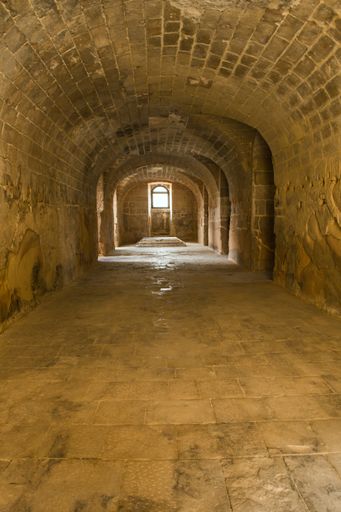 Barrel vaulting of stores of Fort Manoel, an eighteenth century baroque star fort active by 1734 on island in Marsamxett Harbour, Malta, Mediterranean