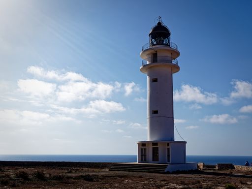 The iconic Cap de Barbaria lighthouse in Formentera, Spain