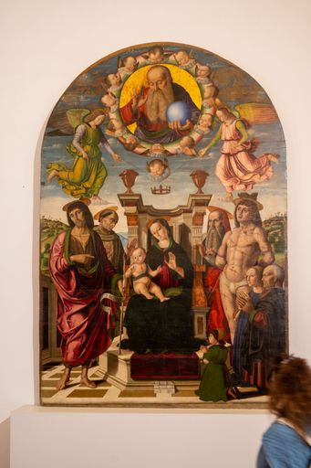 Wonderful artistic work inside the ducal palace of Urbino in the province of Pesaro and Urbino